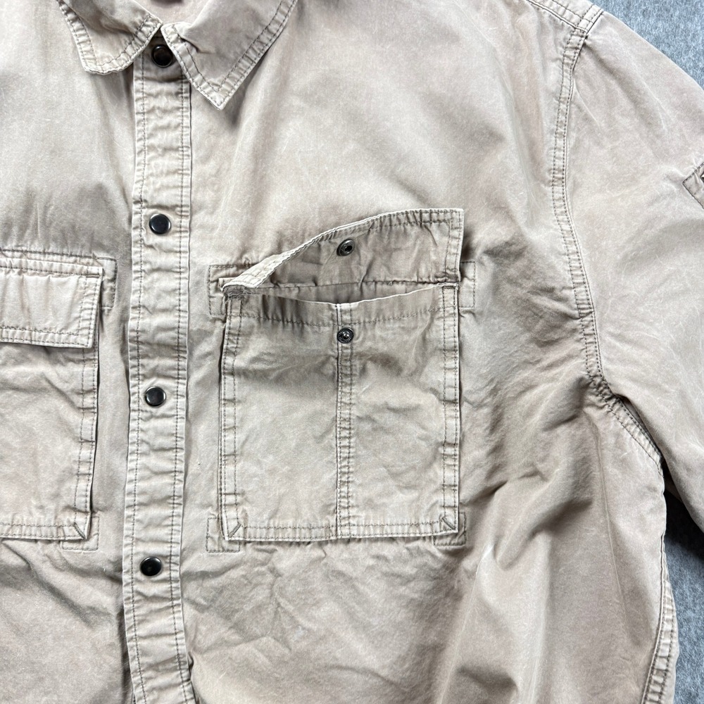 H&M Men's Utility Shirt Size 3XL Tan Khaki Military Button Down Workwear - Picture 11 of 13